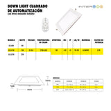 Downlight Cuadrado Automatizado Multitono 15W 10 Piezas - Interled Mexico